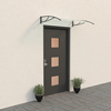 Entrance Ceiling Aluminium Polycarbonate LIGHT Curved Black Bracket, Transparent Top 120 cm x 80 cm