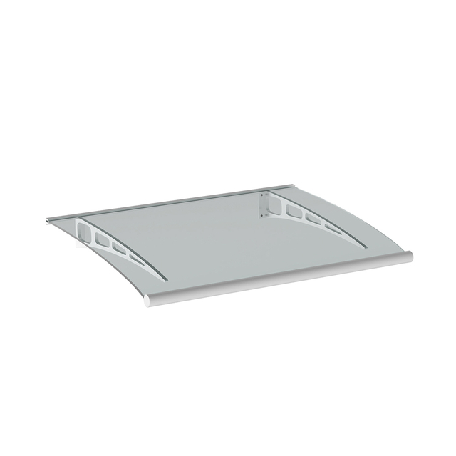 Entrance Ceiling Aluminum Polycarbonate Curved Silver/Black Bracket, Transparent Top