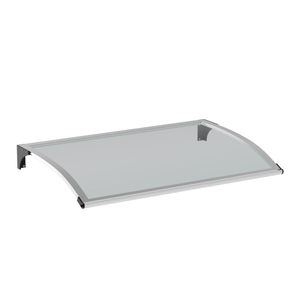 Entrance Ceiling Aluminium Polycarbonate with LED Lighting Curved Silver/Black Bracket, Transparent Panel