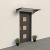 Entrance Roof Aluminum Polycarbonate Straight Black Bracket, Transparent Panel 120 cm x 90 cm